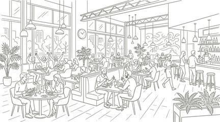 Obraz premium people in a cafe with a table