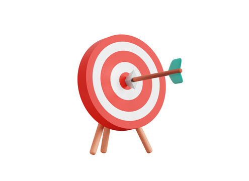 Business goals and target 3d icon. Target with arrow. Isolated 3D object