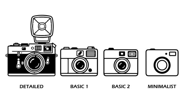 Vintage camera style comparison illustration