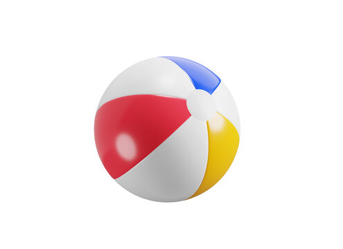 Inflatable beach ball 3d icon. Isolated 3D object