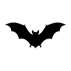 Fototapeta premium Black bat silhouette, flying mammal icon, dark creature symbol, Halloween vector graphic isolated on White Background silhouette