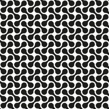 Seamless geometric pattern of interlocking black dumbbell shapes on a white background