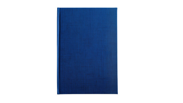 Isolated elegant blue textured fabric hardcover book or binder with blank cover ready for design