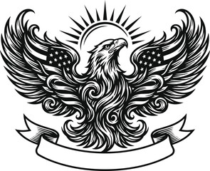Fototapeta premium Patriotic usa eagle mascot logo vector graphic with american flag