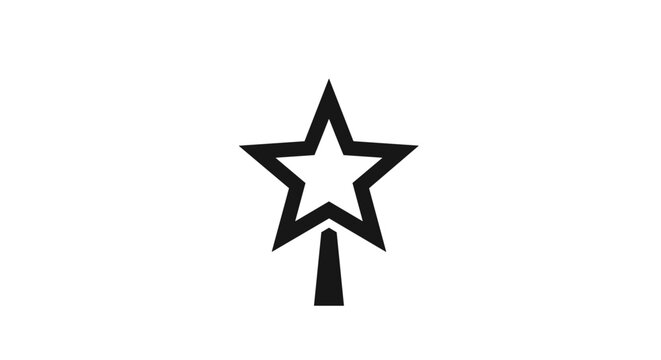 Minimalist black silhouette of a five-pointed star on a short vertical stick used for magic or decorative purposes.