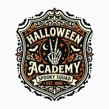 Halloween t shirt vector graphic spooky squad academy design