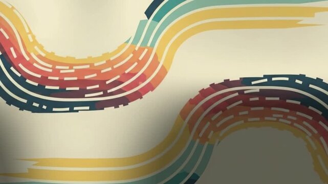 Abstract vintage wavy lines with retro colors in a smooth flowing pattern 4K video