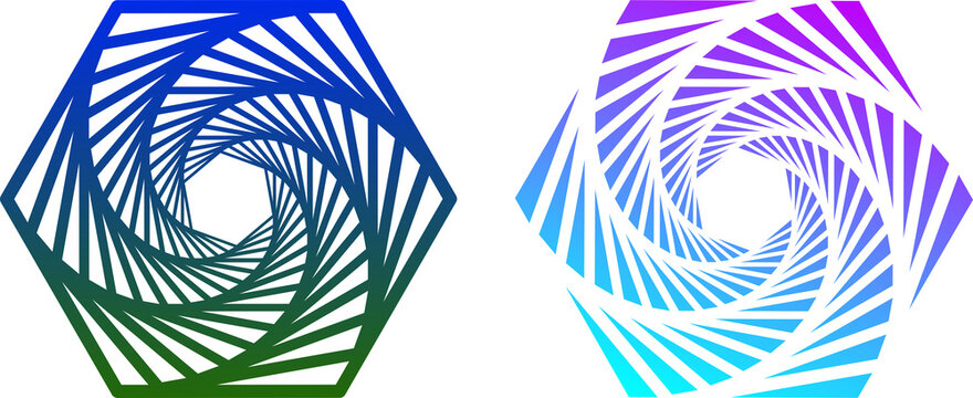 Abstract Hexagonal Spiral Vortex Shapes with Gradient Colors