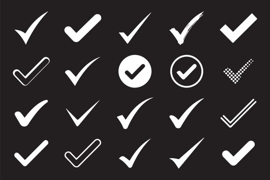 Hand drawn check and cross icons set in circle and square outline checklist marks vector illustration. Check tick mark icon set. Cross box x check mark checkbox v list vector draw hand drawn sketch