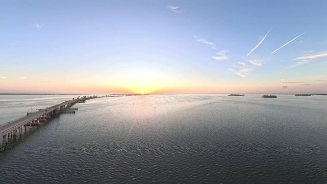 4K Aerial Drone Footage of Dunedin Causeway and Saint Joseph Sound, Florida