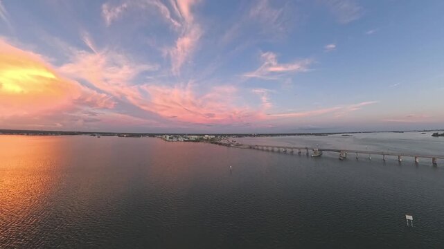 4K Aerial Drone Footage of Dunedin Causeway and Saint Joseph Sound, Florida