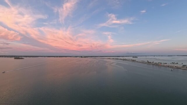 4K Aerial Drone Footage of Dunedin Causeway and Saint Joseph Sound, Florida