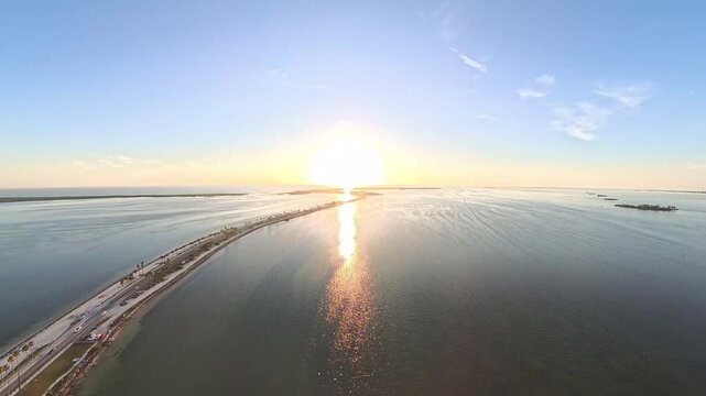 4K Aerial Drone Footage of Dunedin Causeway and Saint Joseph Sound, Florida