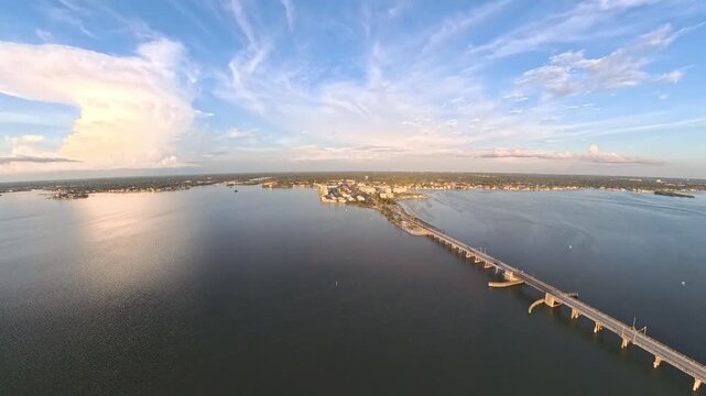 4K Aerial Drone Footage of Dunedin Causeway and Saint Joseph Sound, Florida