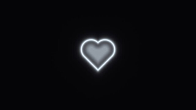 Glowing heart shape animation on black background