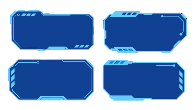 Blue futuristic interface panels set with tech frame borders