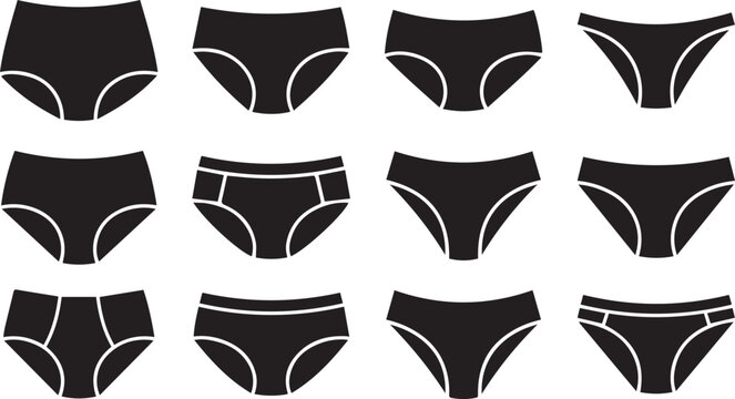 Women Underwear and Panties Silhouette Set Featuring Various Styles Lingerie Briefs Bikinis and Female Intimate Apparel