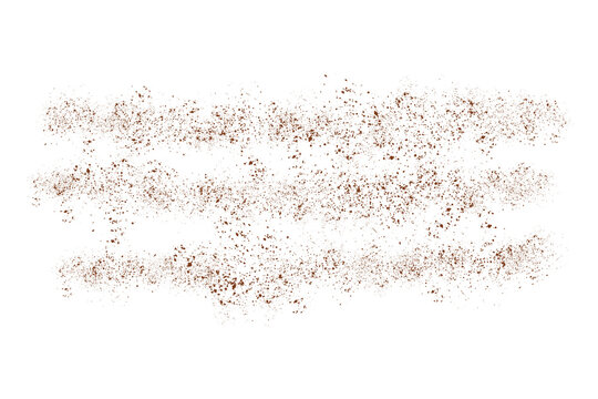 Rusty brown speckle pattern forming horizontal grain textures on transparent background for industrial designs.