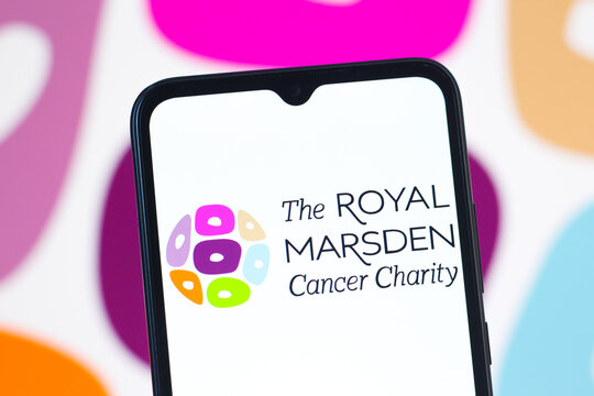 In this photo illustration, the Royal Marsden Cancer Charity logo is seen displayed on a smartphone screen.