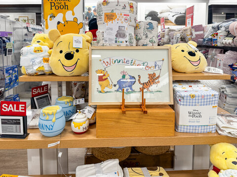 Mesa, Arizona - June 27, 2026: Display of Winnie the Pooh bear items sold at a Kohls department store