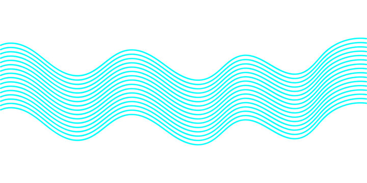 Abstract turquoise wavy lines pattern flowing horizontally