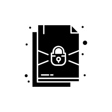 Secure Encrypted Document Folder and Data Privacy Padlock Protection Icon Vector Illustration