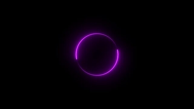 Round circle picture frame with two tone neon color shade motion graphic on isolated black background. Blue and pink light moving for overlay element. 4K footage video effect seamless loop.