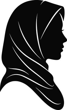 Female Side Profile Silhouette Wearing Hijab Headscarf Illustration