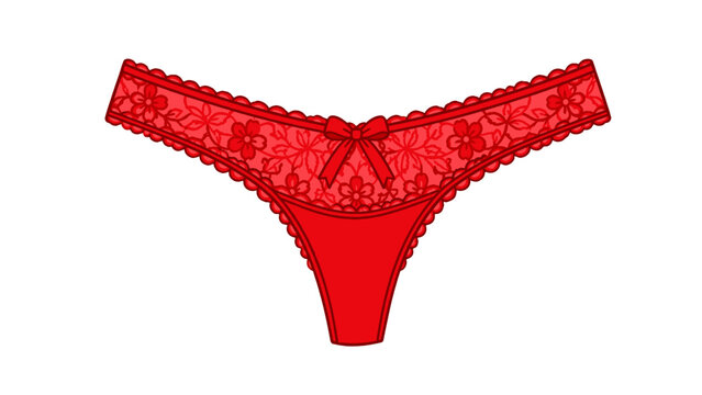Red lace thong underwear vector illustration