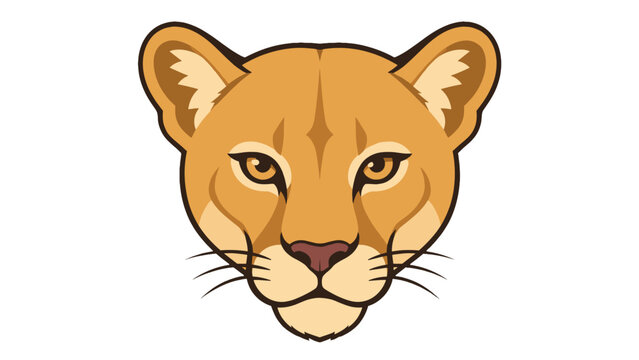 Cougar head mascot icon in flat vector style
