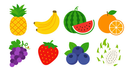 Set of colorful tropical and berry fruit vector icons © icon_art