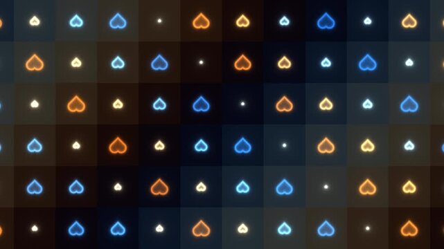 Colorful heart shapes creating a pattern on a dark background
