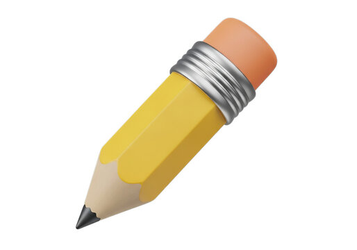 Close-up of a yellow pencil with an eraser tip on a dark surface for creative writing and drawing