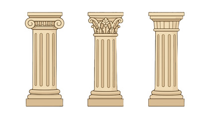 Fototapeta premium Set of classic stone columns with decorative capitals
