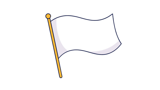 Waving blank flag line icon vector illustration