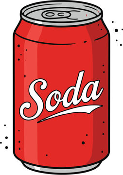 Red Soda Can Vector Illustration Isolated on Transparent Background