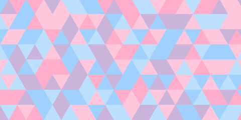 Fototapeta premium Abstract geometric triangle pattern background with pastel pink, blue and purple mosaic shapes, seamless low poly grid backdrop illustration for modern graphic web cover packaging and design.