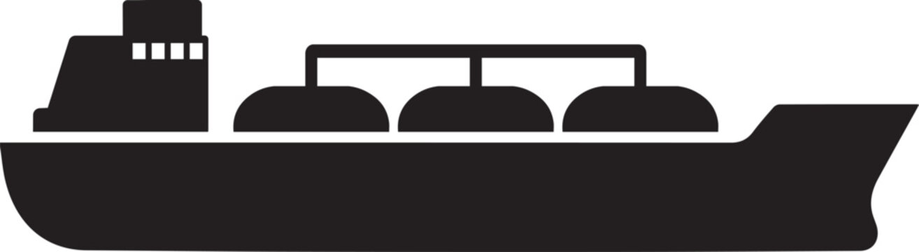 Tanker with oil icon in flat style.