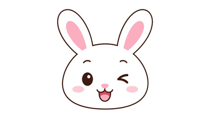 Fototapeta premium Cute winking bunny face cartoon vector illustration