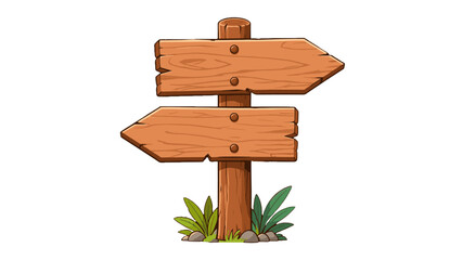 Wooden directional signpost with two arrow boards vector © Andrei