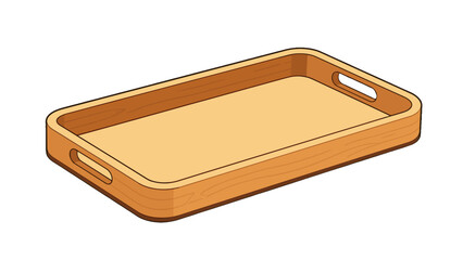 Wooden serving tray cartoon icon in angled perspective © Andrei