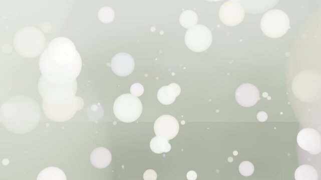Fading bright wash, bokeh orbs drifting toward camera, overlapping then thinning in pale gradient