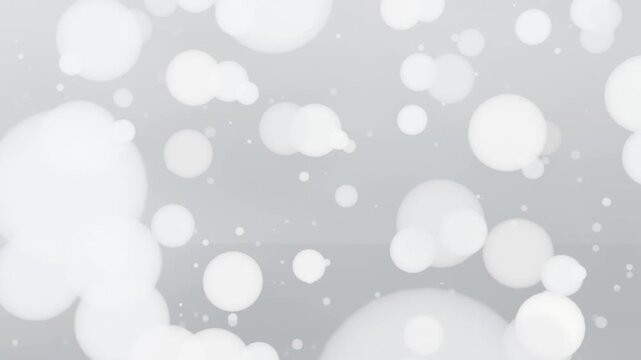 Wash resolving to grey gradient, white orbs and specks clustering at floor, drifting, fading
