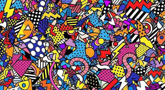 Abstract pattern with geometric shapes and bold colors in nineties memphis style design abstract geometric nineties eighties