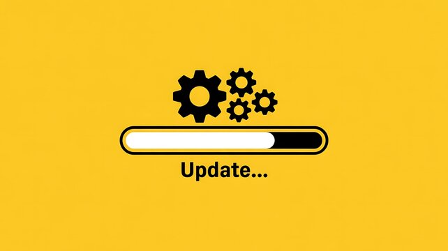 Loading, update, progress bar, gear icons, software update, technology concept
