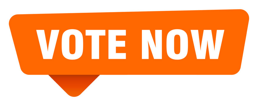 vote now sticker. vote now orange sign isolated on transpatent background