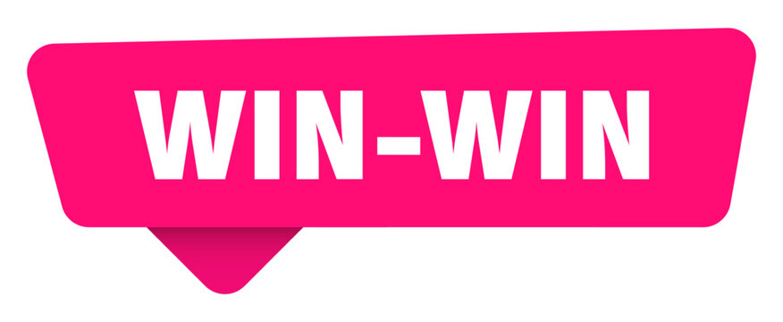 win-win magenta sticker isolated on transpatent background. win-win sign
