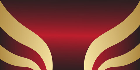 Fototapeta premium Abstract red background with smooth gold waves. Clean and elegant design.