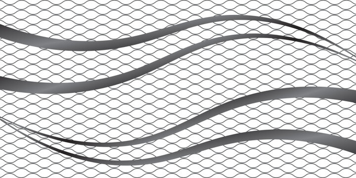 Abstract monochrome background with grey wavy lines and fish scale pattern texture on white backdrop.