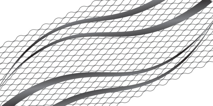 Abstract monochrome background with grey wavy lines and fish scale pattern texture on white backdrop.